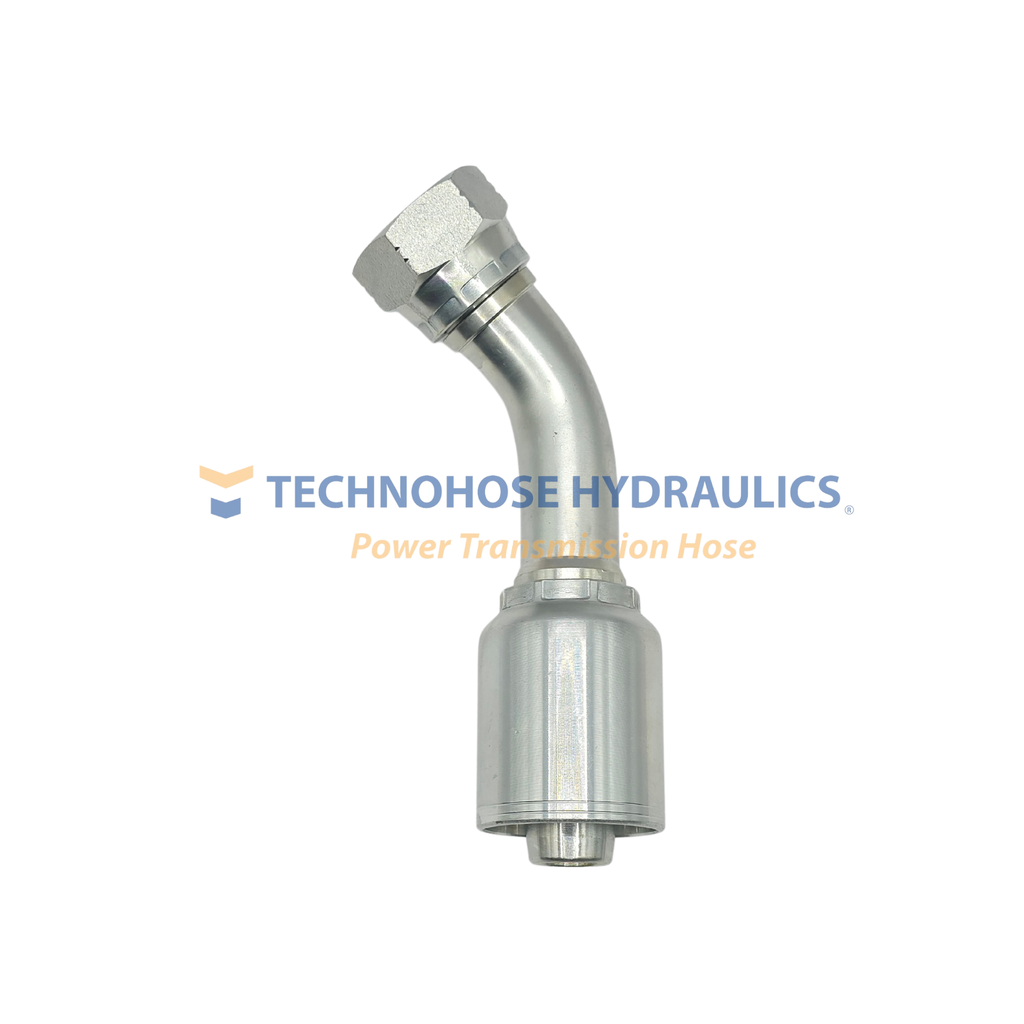  CONEXIÓN HIDRAULICA CRIMPABLE 1/4" A 1/4" A 45° HEMBRA JIC