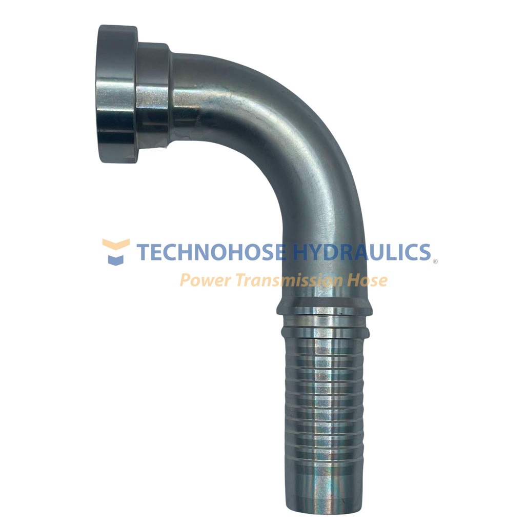 CONEXIÓN HIDRAULICA CRIMPABLE 1 1/4" A 1 1/4" BRIDA CAT CODO A 90º  4 MALLAS 
