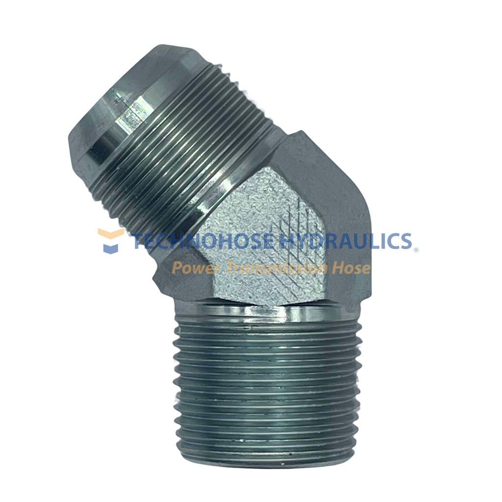 ADAPTADOR HIDRAULICO CODO A 45º  1" MACHO JIC A 1" MACHO NPT