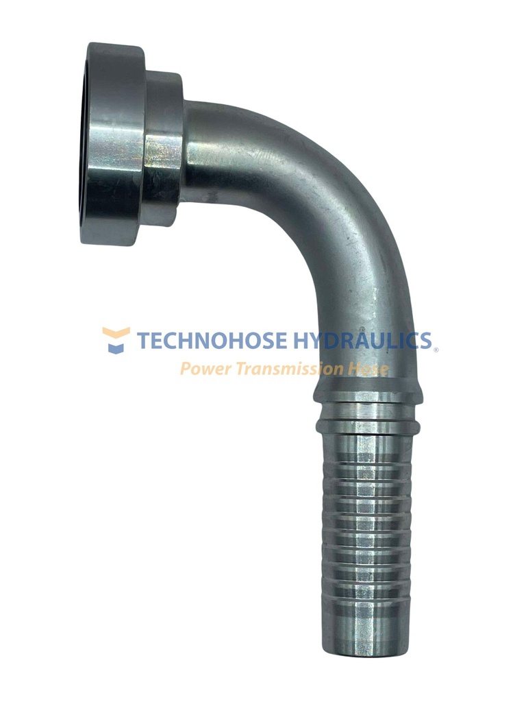 CONEXIÓN HIDRAULICA CRIMPABLE 1" A 1 1/4" BRIDA CAT CODO A 90º  4 MALLAS 