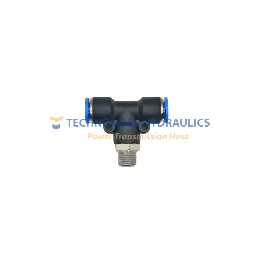 [UQP72-PS-04-04] Tee Rápida Plástica Macho al Centro Giratorio 1/4" OD x 1/4" NPT