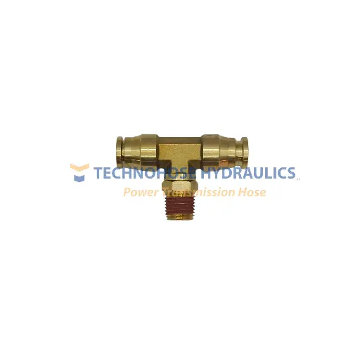 [UQ72-DOTS-04-04] Tee Rápida PUSH IN DOT Macho al Centro Giratorio 1/4" OD x 1/4" NPT